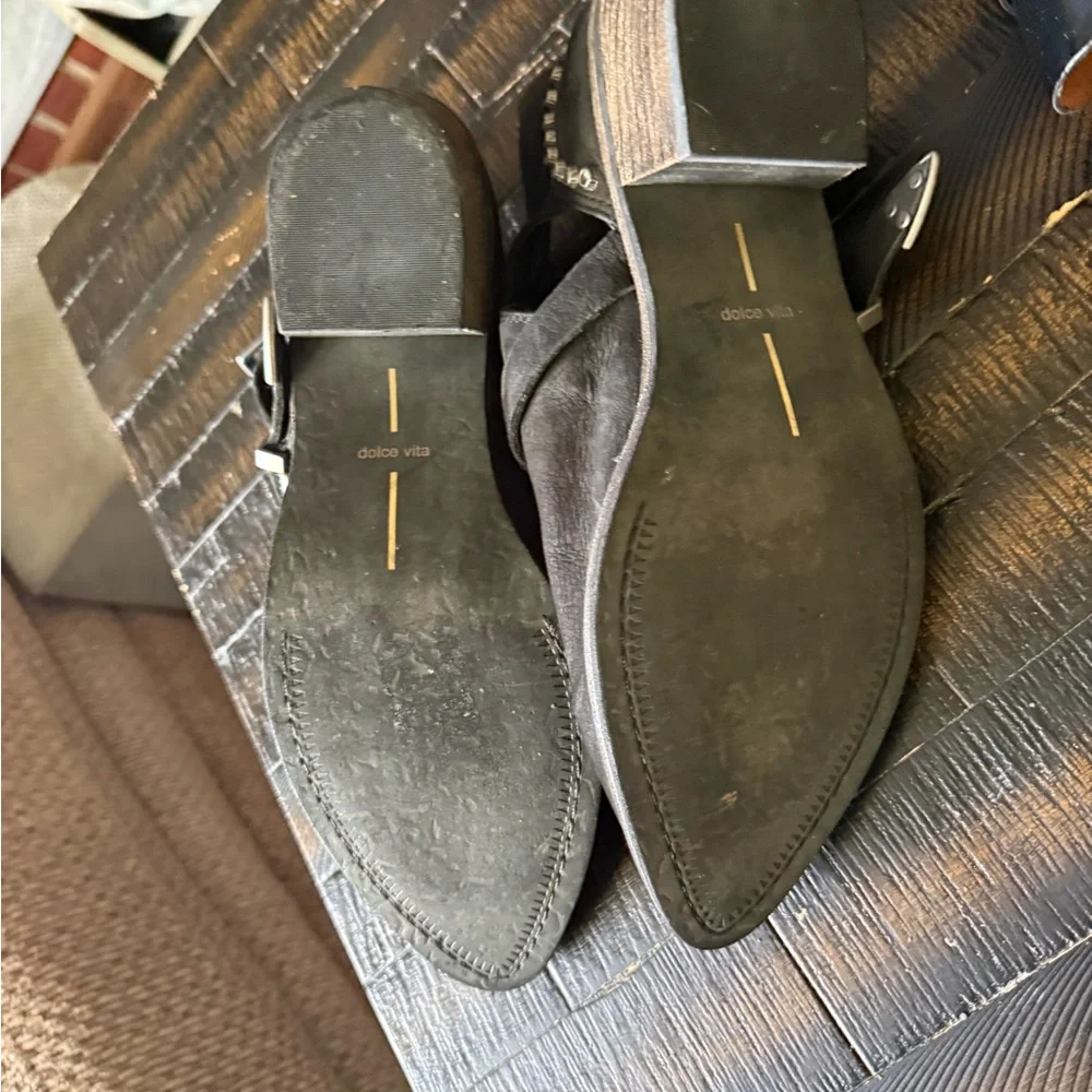 Dolce Vita Spur Western Buckle Ankle Booties Black Leather Size 9.5 Boho Moto - Picture 12 of 14